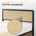thumbnail image 5 of 2024 New Simple Style Bed Frame with Rattan Headboard and Footboard, Platform Full Bed Frame with Safe Rounded Corners, Strong Metal Slats Support, Mattress Foundation, Noise-Free, 5 of 9