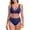 Navy Blue, variant on Ocean Blues Women's V Neck Mesh Splicing Bikini Swimsuit Set for Women Swimwear Two Piece Bathing Suits Size L