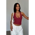thumbnail image 4 of Women'S Halter Deep V Neck Crop Tank Top Backless Sleeveless Slim Fitted Going Out Summer Top Red XL, 4 of 9