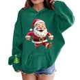 thumbnail image 2 of UACY Girls Christmas Hoodie Kids Cute Preppy Fleece Lined Long Sleeve Santa Claus Graphic Hooded Sweatshirt Fall Winter Pullover Tops (Blackish Green, 4-5 Years), 2 of 5