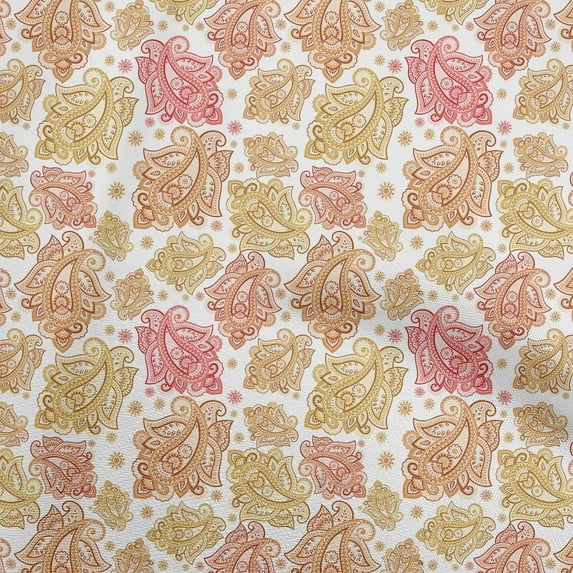 oneOone Velvet Gamboge Yellow Fabric Asian Paisley Diy Clothing Quilting Fabric Print Fabric By Yard 58 Inch Wide