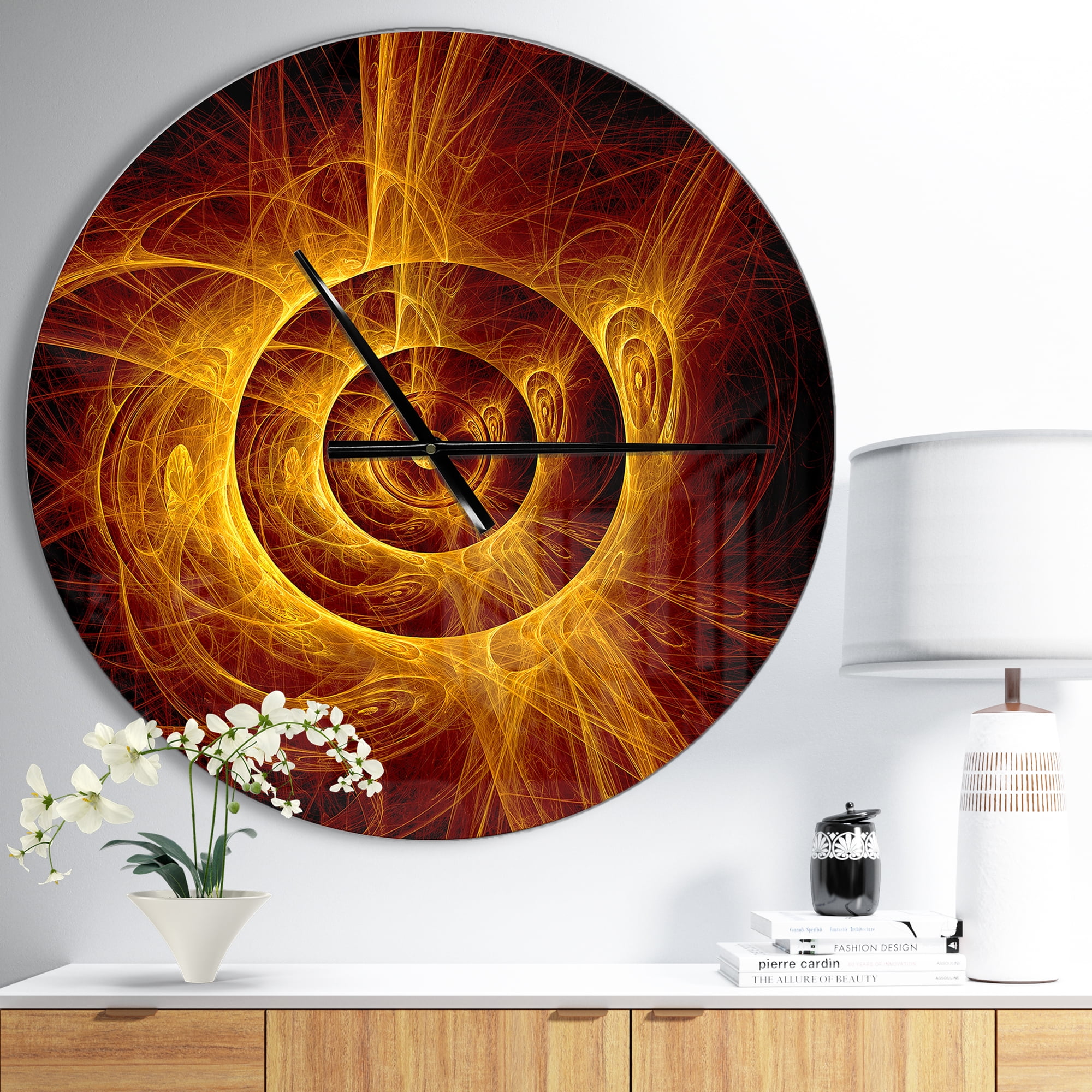 Designart 'The Flashing Yellow Flame ' Modern Wall Clock