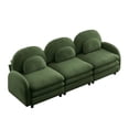 thumbnail image 6 of HUTWIFE 98.2" 3-Seater Teddy Velvet Couch, Green Modular Sofa with Curved Back & Lumbar Pillows, 6 of 9