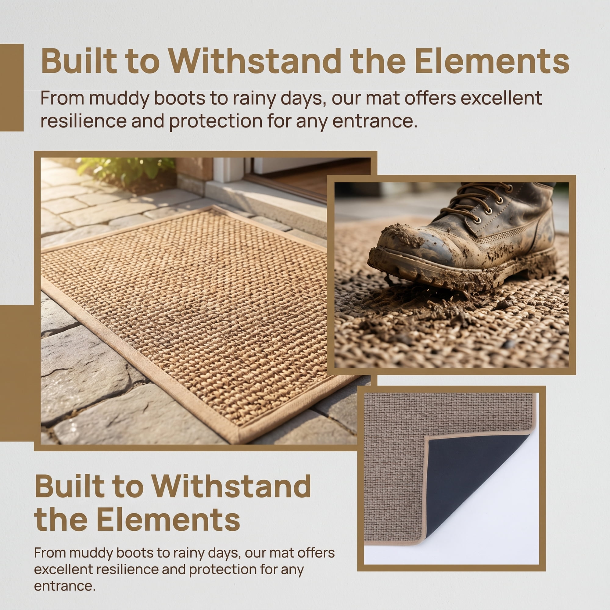 Unique Bargains Non-Slip Entrance Scraper Rug Natural Jute Doormat Khaki 30" x 18"