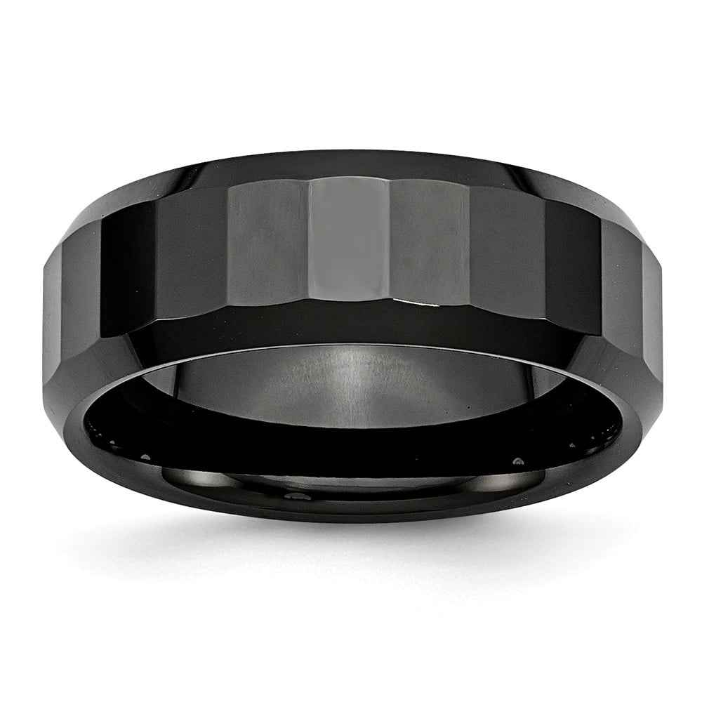 Jewelry Pot Ceramic Black Faceted 8mm Polished Band