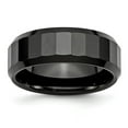 thumbnail image 1 of Ceramic Ring Band Wedding Beveled Black Faceted Edge 8mm Polished, 1 of 6