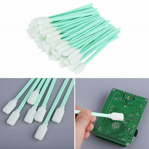 Yesbay 100 Pcs Cleaning Swab Wear-Resistant Water Absorption Multi-purpose Foam Tip Cleaning Swab Sponge Stick Home Supply