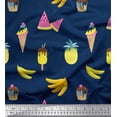 thumbnail image 1 of Soimoi Silk Fabric Fruits,Cupcake & Ice Cream Food Print Fabric by Yard 42 Inch Wide, 1 of 1