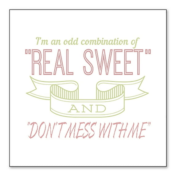 DistinctInk Custom Bumper Sticker - 10" x 10" Decorative Decal - White Background - Odd Combination Real Sweet & Don't Mess With Me