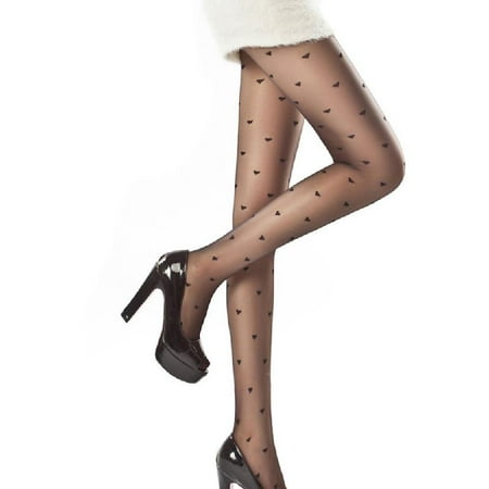 

ZOYONE Womens Tights Classic Heart Dot Print Silky Stockings Ladies Vintage Faux Tattoo Stockings Pantyhose Hosiery Clubwear
