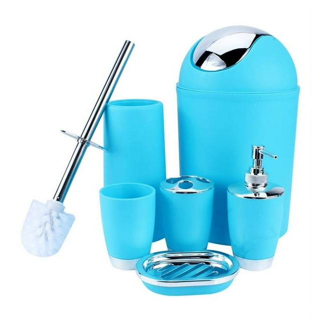 Yosoo 7 Colors 6Pcs Bathroom Accessory Set Soap Dish Dispenser Tumbler Toothbrush Household