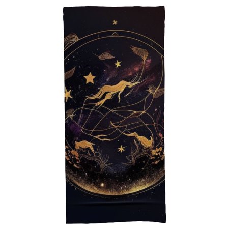 Constellation Series Black Gold Color Exquisite Household Absorbent Bath Towel 55.1 x27.6 Soft Durable and Quick-Drying Towel