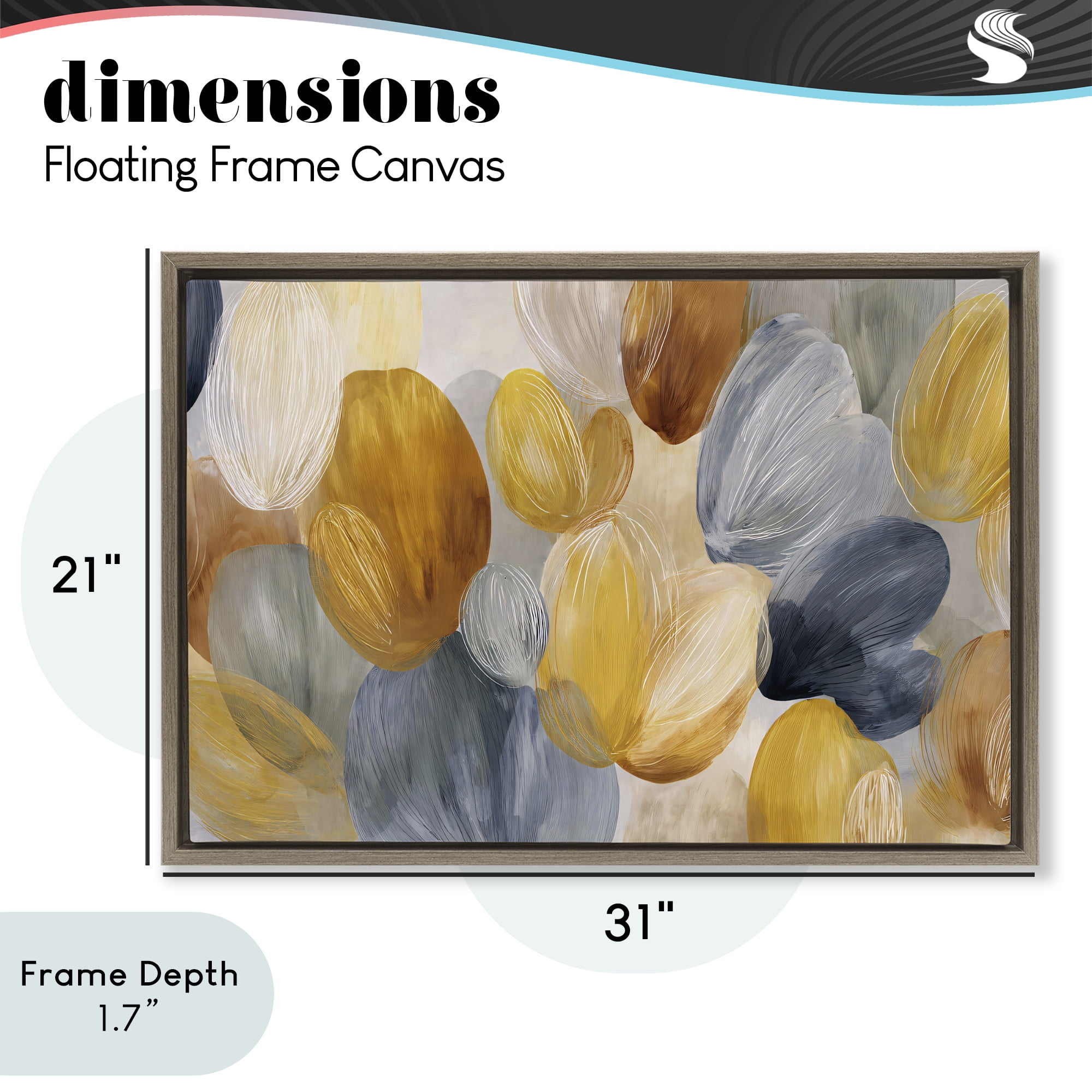 Stupell Industries Warm Oblong Layered Shapes Brown Framed Floater Canvas Wall Art, design by Jacky Ngan