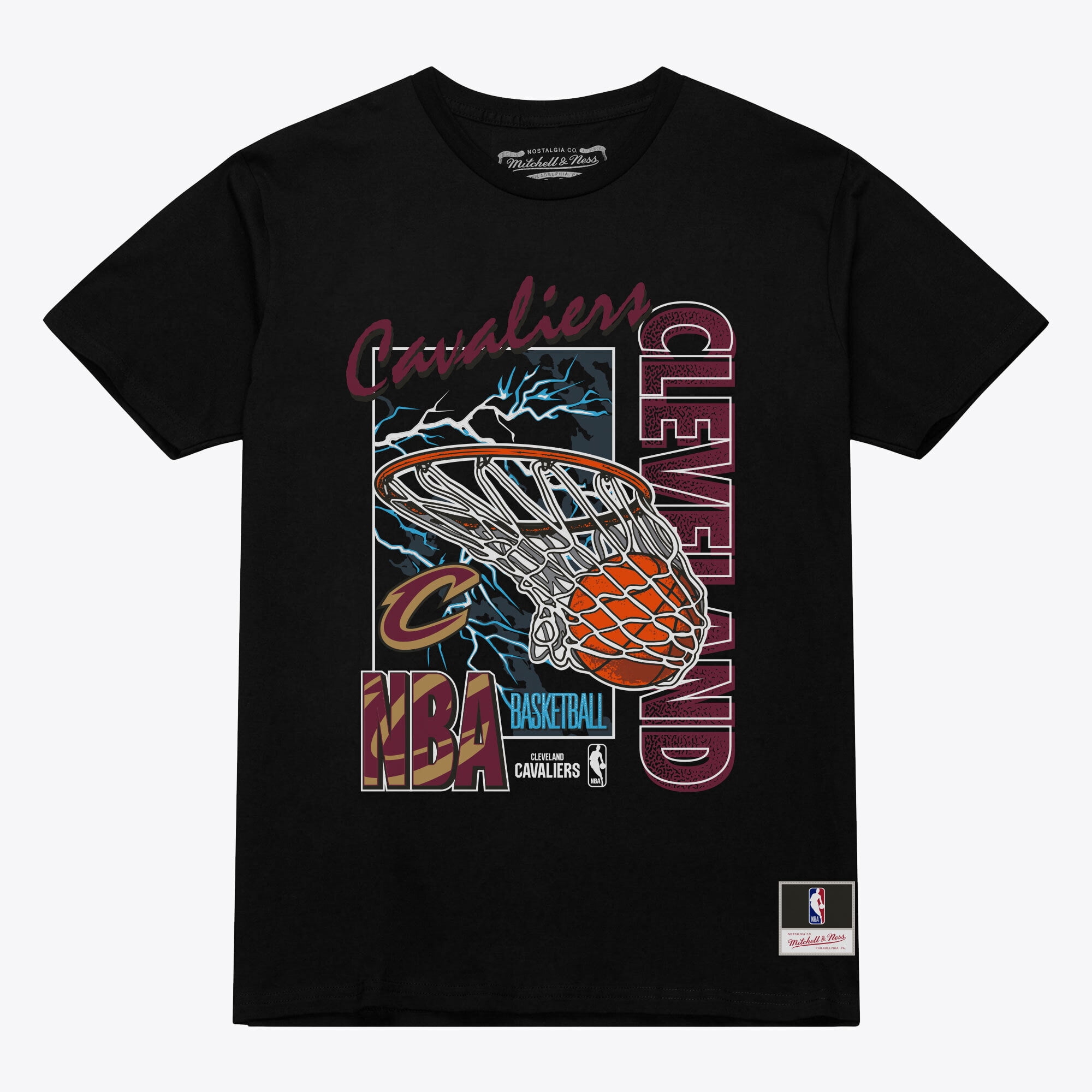 Men's Mitchell & Ness Black Cleveland Cavaliers Lightning Swish T-Shirt