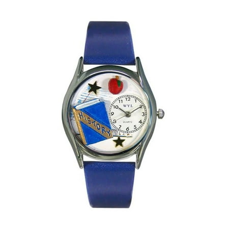 Whimsical History Teacher Royal Blue Leather And Silvertone Watch