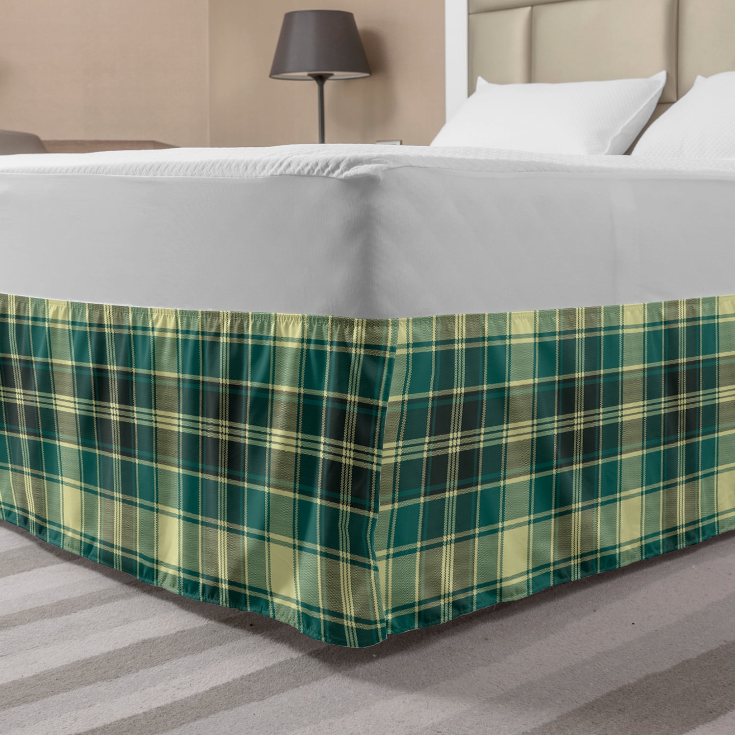 Plaid Bed Skirt, Horizontal and Vertical Stripes in Tartan Pattern