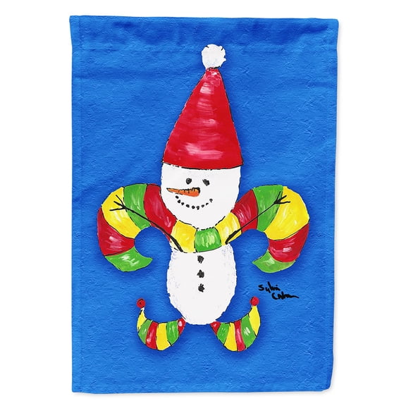 Christmas Snowman Fleur de lis Garden Flag