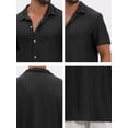 thumbnail image 7 of DARING DIVA Men's Casual Knitted Hollow Out Short Sleeve Shirt M Black, 7 of 7