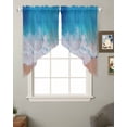 thumbnail image 2 of Blue Coastal Swag Valances for Windows, Summer Beach Seaside Ocean Nautical Rod Pocket Sheer Valances for Small Windows, Swag Toppers Light Filtering for Kitchen Living Room 2 Panels 36''x36'', 2 of 6