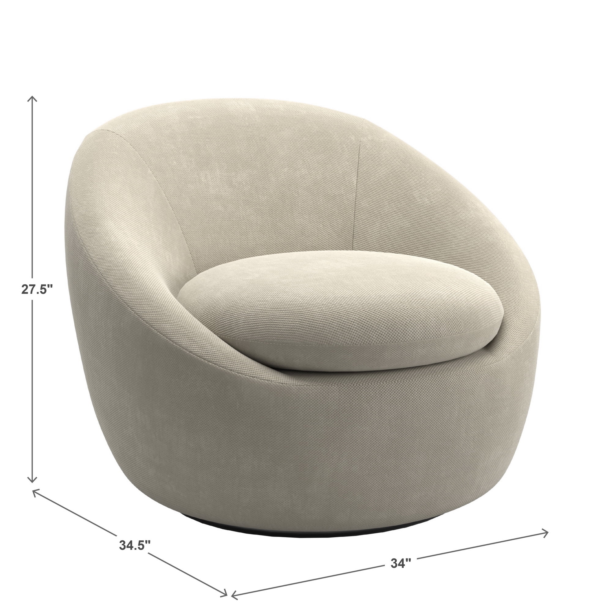 Weston Home Velin Chenille Swivel Accent Chair, Beige
