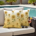 thumbnail image 4 of Sunflower Outdoor Waterproof Pillow Covers, Watercolor Yellow Flower Gradient Plant Decorative Square Throw Pillowcase Sofa Cushion Sham for Patio/Couch/Chair, 18"x18" 2 Pack, 4 of 8