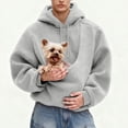 thumbnail image 5 of Hoodie With Cat Pouch Cat Dog Pouch Hoodie for women fleece Pet Carrier kangaroo pouch sweatshirts with Large Pocket Pullover sharpa warm Shirt 12-Gray L, 5 of 5