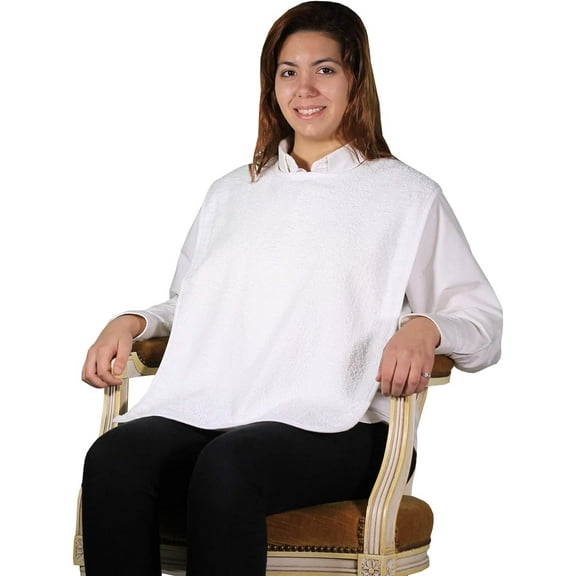 Terry Cloth Adult Bib with Velcro Closure - 3 Pack (White)