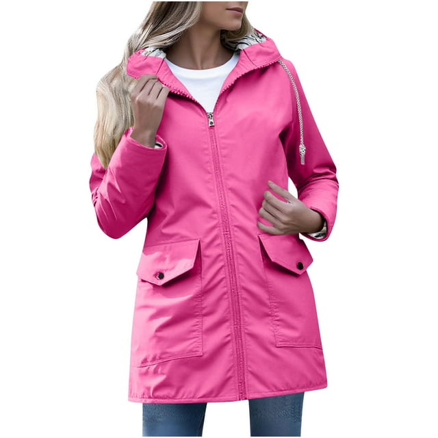 Manteaux Légers à Capuche pour Femmes - Vestes Coupe-Vent avec Capuche, Cordon de Serrage, Fermeture Éclair, Manches Longues, Imperméables, Plein Air, Randonnée, Imperméables pour Femmes, Vêtements d'Extérieur