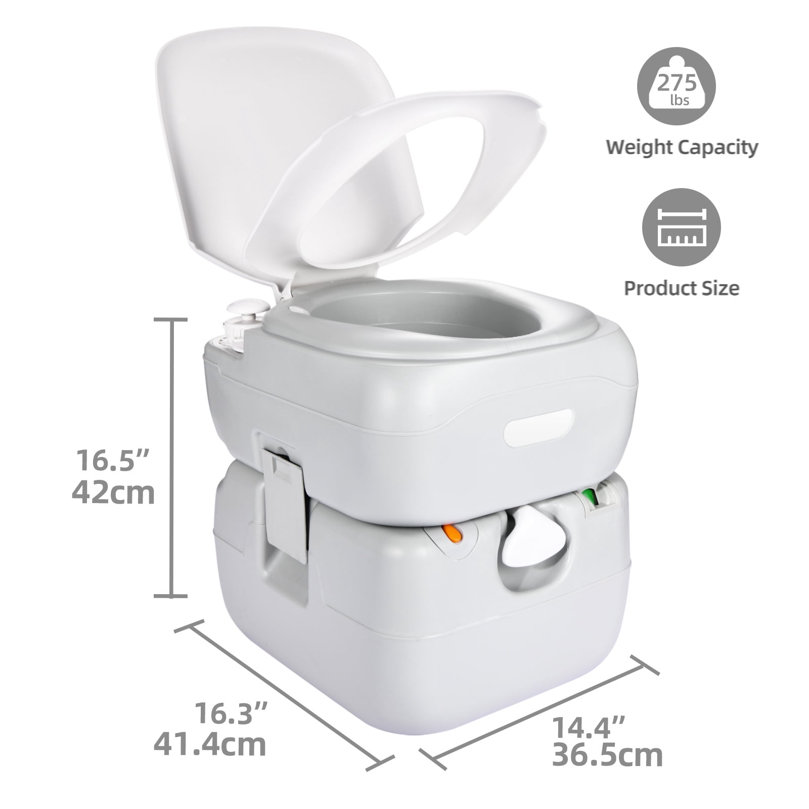 DEXTRUS 5.8 Gallon Portable Toilet, Travel RV Potty,RV Toilet with Level indicator, T-type Water Outlets, Anti-Leak Handle Water Pump, Rotating Spout for Outdoor,Indoor
