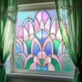 thumbnail image 4 of Green Fan Shaped Art Glass Window Film Static Cling Privacy Decal For Home Interior, 4 of 9