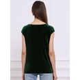 thumbnail image 3 of DARING DIVA Women's Velvet Christmas Party Crew Neck Cap Sleeve Top L Dark Green, 3 of 6
