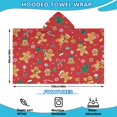 thumbnail image 2 of Red Christmas Gingerbread Man Pattern Hooded Bath Towel，60"x35" for Ages 3 To 12 Kids, Quick Dry Lightweight Soft Microfiber Hood Beach Towel Cover Up for Kids, 2 of 7