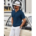 thumbnail image 3 of COOFANDY Black Polo Shirts for Men Textured V Neck Knit Polos Short Sleeve Casual Golf Shirts Fashion Polos, 3 of 6