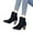 Black, variant on Fesfesfes Ankle Boots for Women Shoes Fashion Solid Color Retro Flock Middle Heel Zipper Non-slip Low Short Boots 7(39)