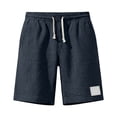 thumbnail image 4 of LODIENY Mens Cotton Linen Casual Shorts Summer Beach Vacation Elastic Waist Drawstring Short Lightweight Breathable Classic Fit Short Pants Daily Wear Navy S, 4 of 8