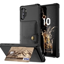 Samsung Galaxy Note 10 Plus Wallet Case, Dteck Heavy Duty Hard Silicone Shockproof Case Flip Leather Card Holder Protective Cover For Samsung Galaxy Note 10 6.8 inch, Black