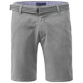 thumbnail image 2 of Ma Croix Mens Twill Chino Shorts with Belt Casual Roll Up Flat Front Classic Fit Pants, 2 of 5
