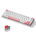 thumbnail image 1 of Graflsoa Clavier Mécanique Compact à 68 Touches avec Interrupteurs Rouges, Design Blanc et Rose, Rétroéclairage RVB, Connectivité USB-C, Câble de 1,5 m, 1 of 6