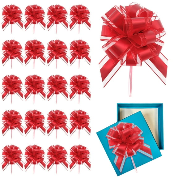 Floleo Christmas Large Pull Bows 20 Pcs For Gift Wrapping Wedding Basket Decorated Car Bow Birthday Party Christmas Gift As Well As Valentine'S Day Gift Decorations