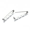 thumbnail image 3 of Tarnish Resistant 201 Stainless Steel Brooch Pin Back Safety Catch Bar Pins with 2 Holes Stainless Steel Color 40x4.5x6mm Hole: 2mm Pin: 0.5mm, 3 of 4