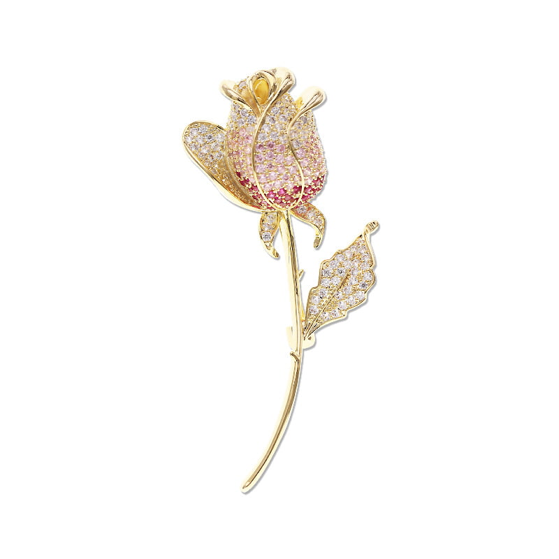 Enamel Rhinestone Love Rose Flower Crystal Wedding Breastpin Pin Brooch Bouquet 