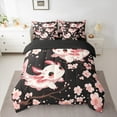 thumbnail image 2 of Feelyou Kawaii Axolotl Bedding Comforter Set 7-Piece for Kids, Black Pink Cherry Blossoms King Bedding Sets, Cute Animal Reversible Bed Sheets, Super Cozy Room Decor, 2 of 7