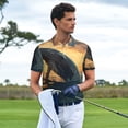 thumbnail image 3 of Honeii Sunset Ocean Whale print Polo Shirt, a classic short-sleeved, button-down golf shirt designed for men4X-Large, 3 of 6