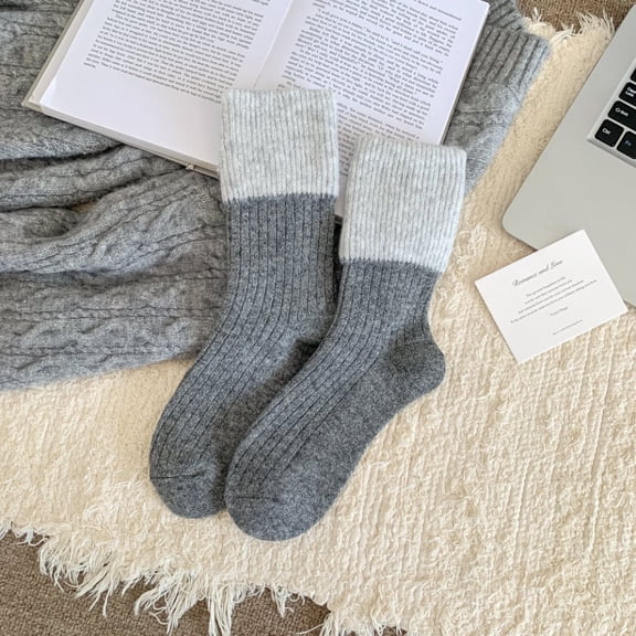 Xiao Hua 3 pairs of gray double-layer round neck socks, moisture absorbing elastic cotton socks, suitable for gym and daily casual wear, one size fits all