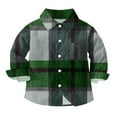 thumbnail image 4 of Cethrio Boys' Button Down Shirts, Fall Casual Plaid Collared Long Sleeve Shirts Green Size 6, 4 of 5