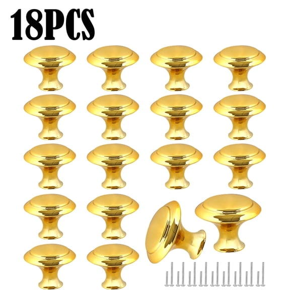18-Piece Drawer Knobs - 30mm Golden Cabinet Knobs and Pulls for Dresser, Kitchen, and Cabinet Drawers