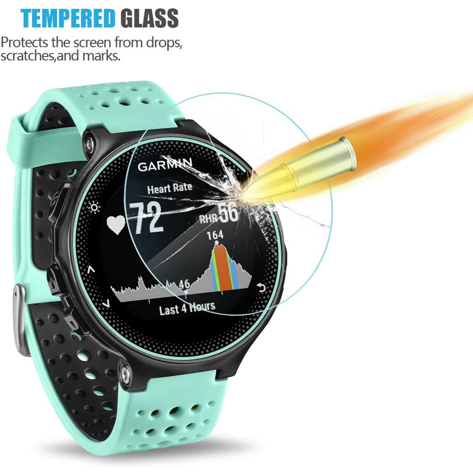 Pack of 4 Tempered Glass Screen Protector for Garmin Forerunner 235 225 620 220 Akwox 0.3mm 2.5D High Definition 9H Premium Clear Screen Protective Film for Garmin Forerunner 235 225 620 220 Walmart.c...