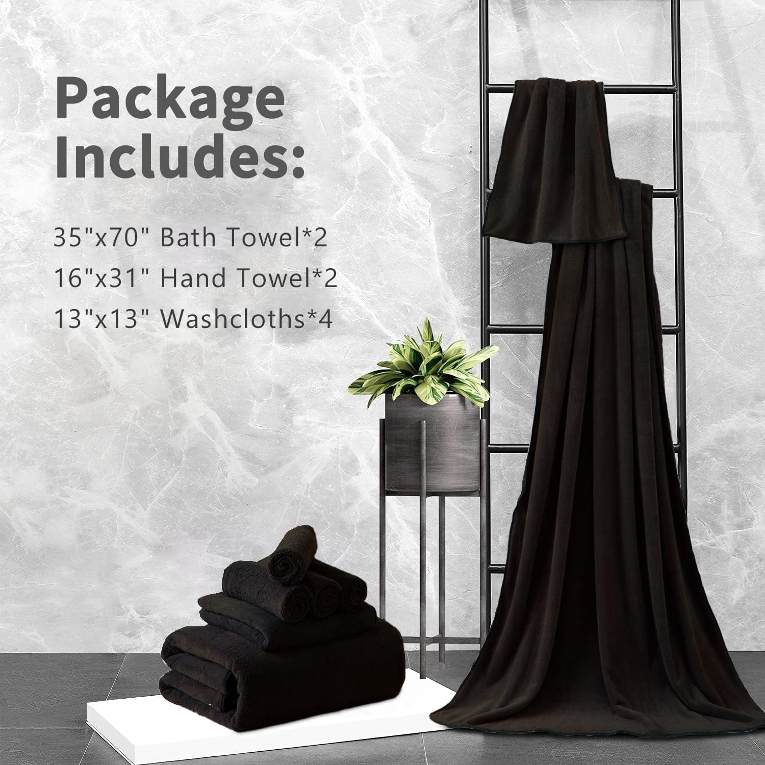 Smuge 8 Piece Oversized Bath Sheet Towels (Dark Coffee) 700 GSM Ultra Soft Large Bath Towel Set Thick Cozy Quick Dry Bathroom Towels Hotel Luxurious Towels