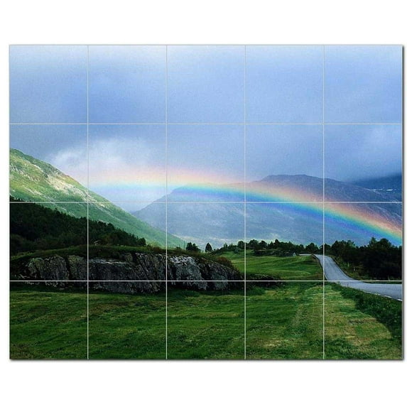 Rainbow Photo Ceramic Tile Mural Kitchen Backsplash Bathroom Shower, 405694-L54