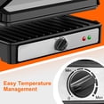 thumbnail image 4 of KEINVE Electric Panini Press Grill and Sandwich Maker, 850W Fast Heating Compact Panini Maker with Temperature Control, 180° Flat Open Non-Stick Griddle, 9.2 x 5.8" Plates for Steak, Burgers, 4 of 7
